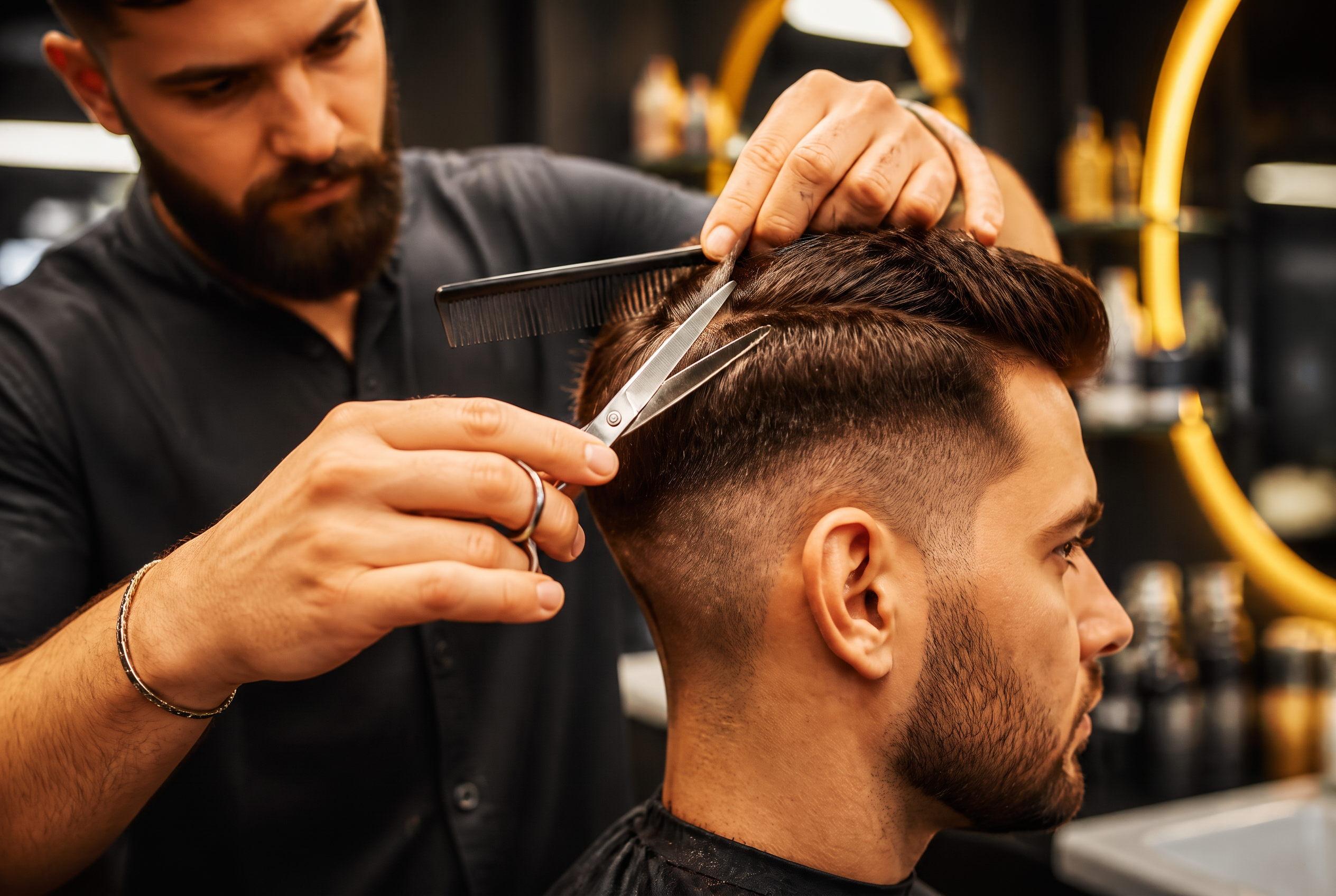 Master barber at KYANA crafting a precision fade